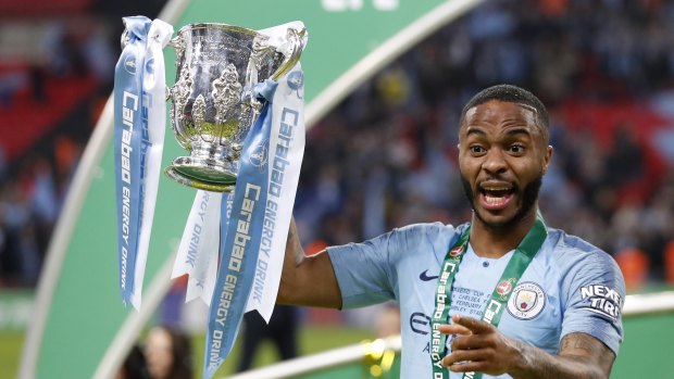 Victors: amid all the drama it was easy to forget Raheem Sterling's penalty kick won City the first of what may be four trophies this season.