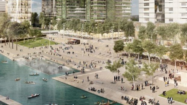 An artist's impression of the Parramatta foreshore project by McGregor Coxall.