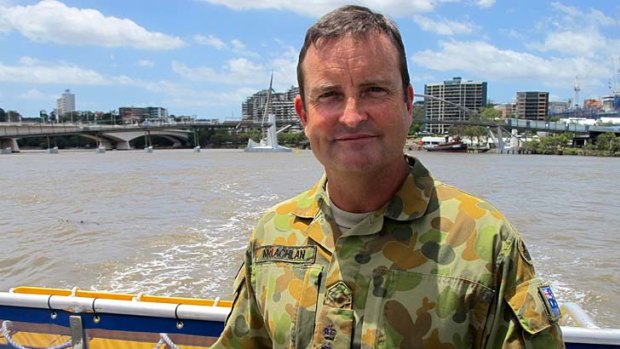 Paul McLachlan, Officer Commanding 7 Brigade at Enoggera Barracks, co-ordinated the efforts of 2000 army and navy officers on the streets of Brisbane, Grantham and Ipswich.
