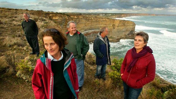 The last resort: Port Campbell residents (from left) John Saxon, Marion Manifold,Neil Trotter, Chris Belcher and Julie Brazier have spoken out against developments on coastal land near their town.
