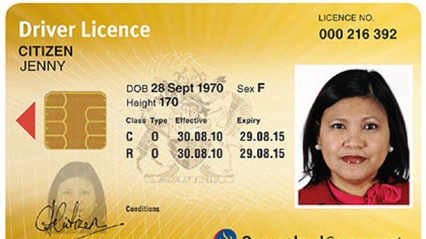 An example of the new Queensland driver's licence - front and back view - which will feature chip technology.