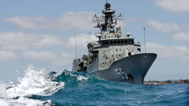 Murky waters: HMAS Ballarat on Port Phillip Bay.