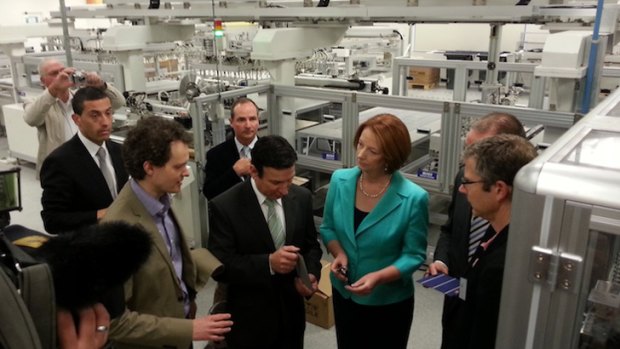 PM Julia Gillard during a visit to Tindo Solar last year.