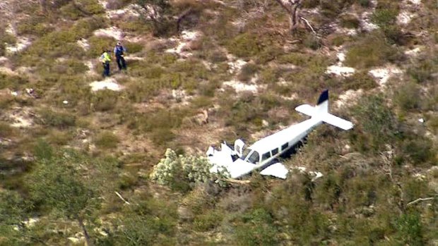 A Piper Cherokee aircraft had just taken off when it crashed near Jandakot Airport. <i>Photo: Channel Ten</i>