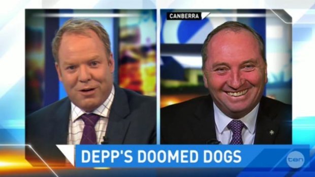 Peter Hellier quizzed Barnaby Joyce over his dog death threat to Johnny Depp.