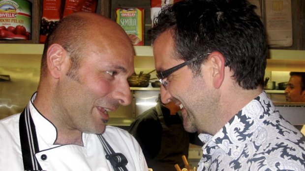 Luigi Buono (left) and George Sykiotis go nose to nose on food costs.