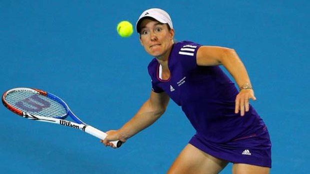 Justine Henin on court at the Hopman Cup in Perth last weekend.