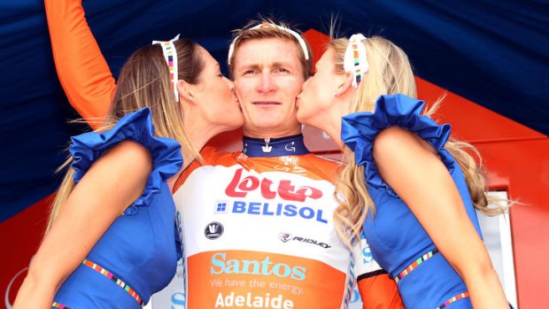 Unhappy victor: Andre Greipel on the podium.