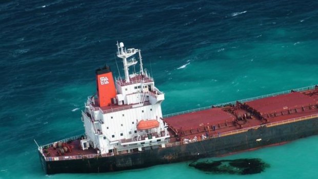 Shen Neng 1, a Chinese-registered bulk coal carrier grounded in the Great Barrier Reef Marine Park. It veered off course into the retricted area.