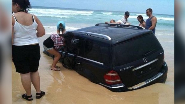 Photos of a beached Mercedes were posted on a Perth Facebook page.