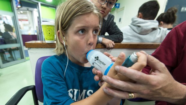 A patient at Victoria's Sunshine Hospital receiving treatment for thunderstorm asthma.
