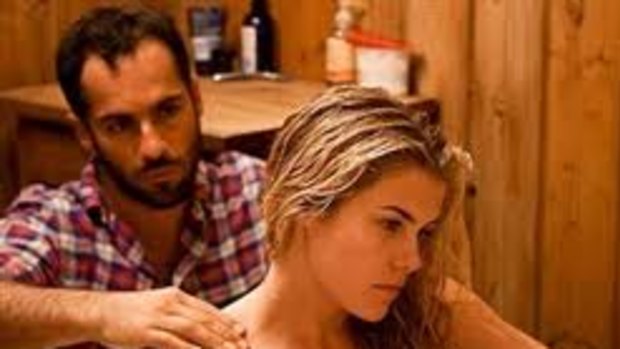 Stress relief: Michael (Alex Dimitriades) and Heidi (Rachael Taylor) wind down after a hard day picking oranges in the drab local drama Summer Coda.