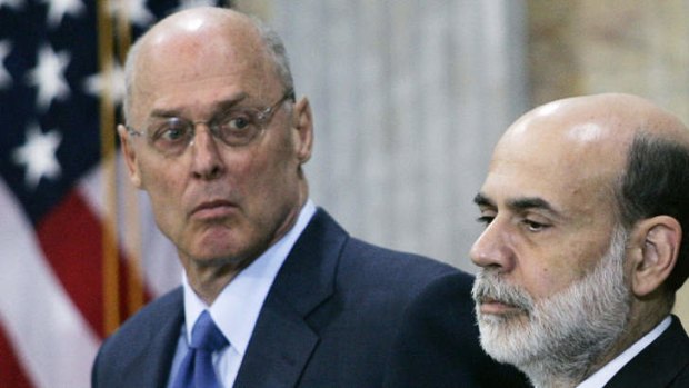 Former US treasury secretary Henry Paulson (left) and reserve chairman Ben Bernanke.
