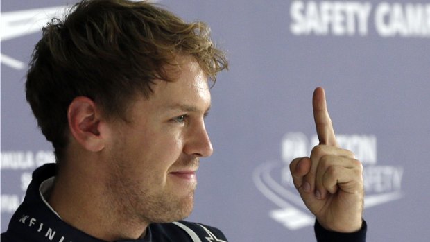 Winning: Red Bull driver Sebastian Vettel of Germany.