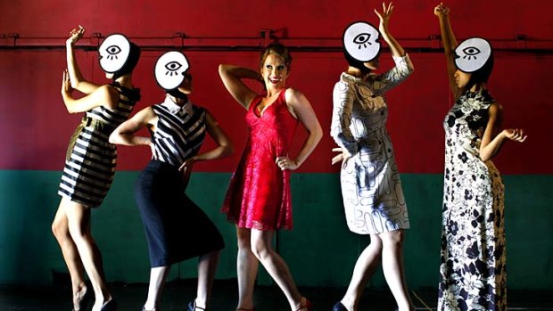 Stepping out: Sweet Charity performers Verity Hunt-Ballard (red dress) with, from left, Stephanie Grigg, Kirby Burgess, Lisa Sontag and Rowena Vilar.