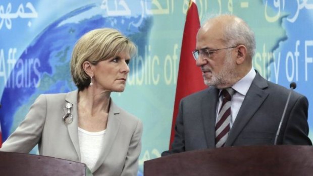  Foreign Minister Julie Bishop after a meeting with her Iraqi counterpart Ibrahim al-Jaafari in Baghdad.