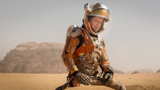 As stranded astronaut Mark Watney, Matt Damon is alone on screen for much of <i>The Martian</i>.