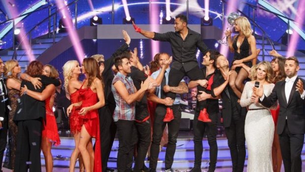 High five: David Rodan with the cast of <i>Dancing with the Stars</i>.