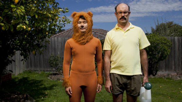 Sam Simmons (right) and his anthropomorphic cat Mr Meowgi (Ronny Chieng) in the unique comedy <i>Problems</i>.