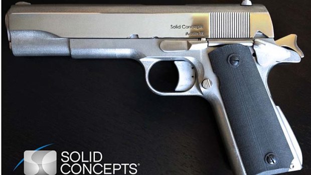 The Solid Concepts 3D printed metal gun.