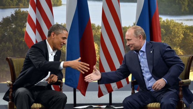Coming together: US President Barack Obama holds a meeting with Russian President Vladimir Putin.