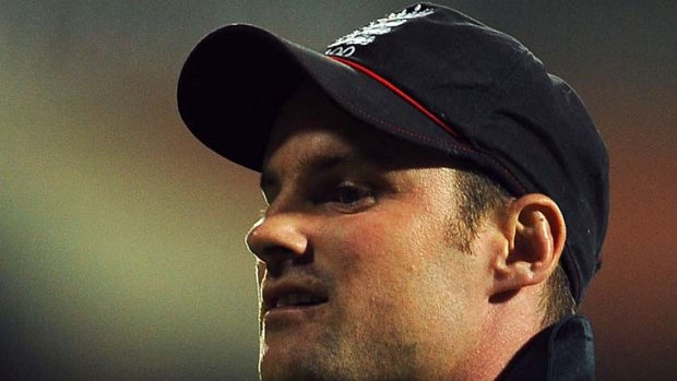 Humiliated .. England captain Andrew Strauss trudges off the pitch.
