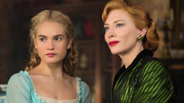 Fairy tale hit: Lily James as Cinderella with Cate Blanchett as the evil stepmother. 