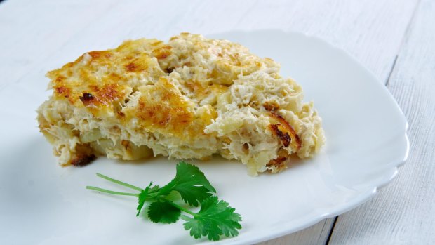 Bacalhau com natas, a rich oven-baked dish of shredded cod and cream.