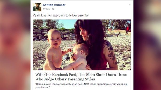 Ashton Kutcher's Facebook post.