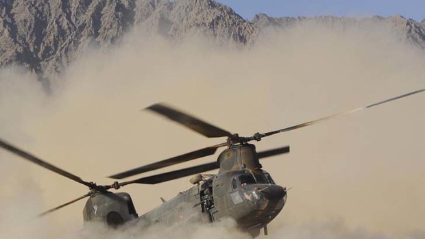 Firefight ... a US army Chinook helicopter similar to the one that crashed in eastern Afghanistan on Friday night.