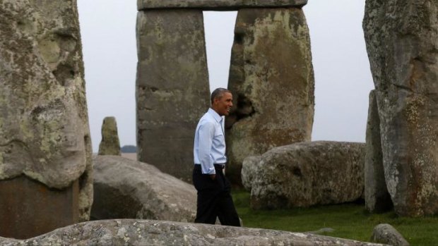 President Barack Obama visits Stonehenge after leaving the NATO summit in Newport, Wales
