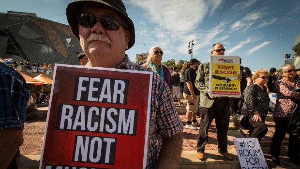 Rally against racism  protestors clashed with Reclaim Australia protestors at Federation Square under a huge police presence on April 4. 