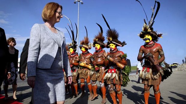 Welcome: Julia Gillard arrives in PNG.