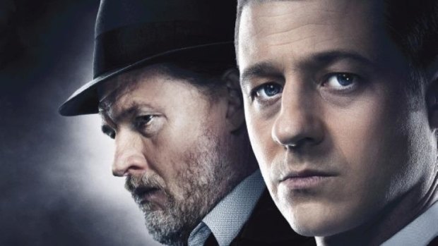 Donal Logue as Detective Harvey Bullock and Ben McKenzie as Detective James Gordon in <i>Gotham</i>.