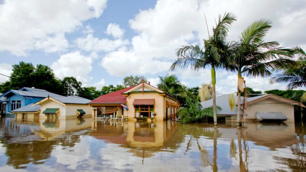 Flooding in the Queensland suburb of Rosalie in 2011.