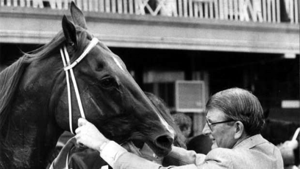Part of Caulfield Guineas folklore: Manikato, with trainer Bob Hoysted.