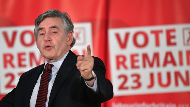 Former prime minister Gordon Brown campaigning for Britain to remain in the European Union in Glasgow last year.