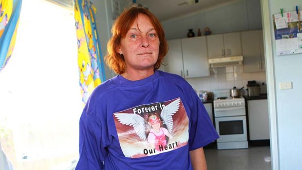 Moved... Kiesha's grandmother, Liz Weippeart, in a memorial T-shirt at her home yesterday.