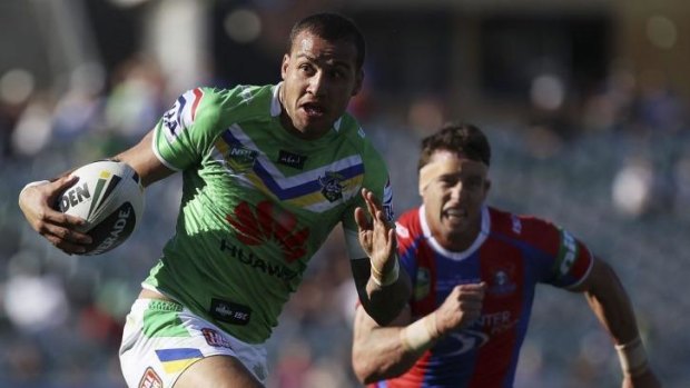 Before it all went wrong: Blake Ferguson in action for Canberra in 2013.