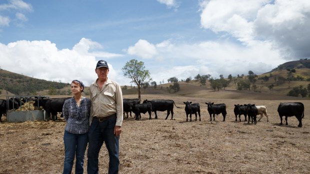 East Gresford cattle farmers Peter & Rosalie Lawrence were among those battling dry conditions in parts of eastern Australia in 2017.