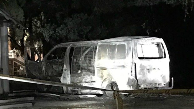 The van that drove into the Australian Christian Lobby's headquarters and exploded in Canberra,