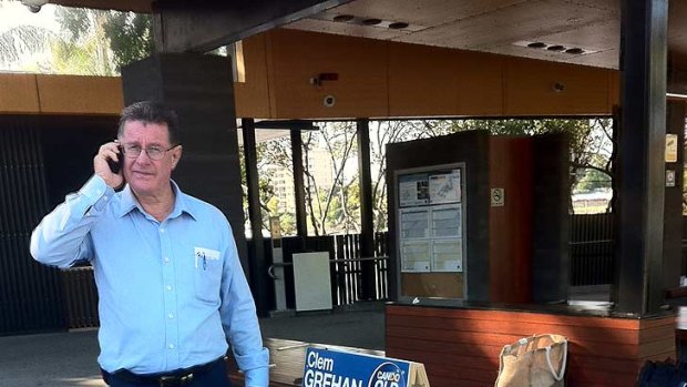 Clem Grehan - LNP's candidate for South Brisbane at the Orleigh Park ferry stop at West End.
