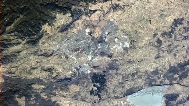 Astronaut Chris Hadfield tweeted this photo of Canberra as seen from the International Space Station.