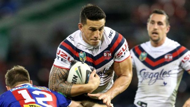 Thumb injury: Roosters star Sonny Bill Williams is expected to miss a month after suffering a thumb fracture in the loss to Newcastle.