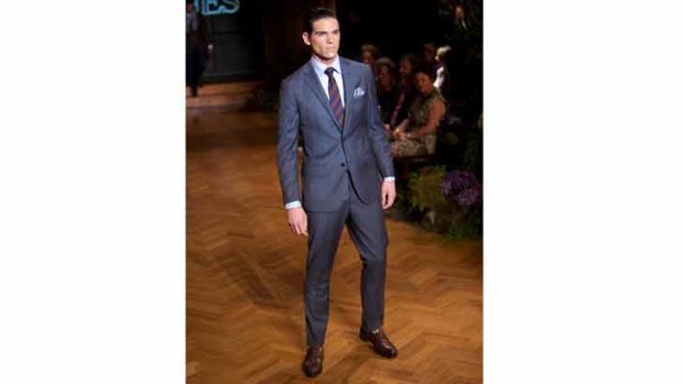 The classic slim-fit navy blue suit that rocked 2013, such as this M.J. Bale example from the David Jones show, will continue to impress in 2014.