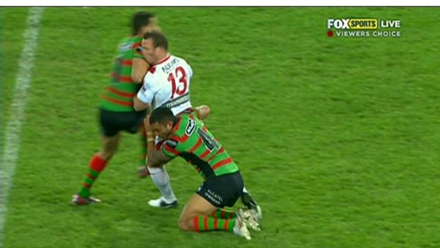 Banned ... the ARLC are hoping to avoid any more incidents like this hit by Greg Inglis on Dean Young.