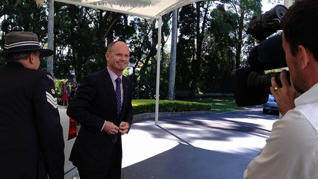 Premier Campbell Newman arrives at Government House.