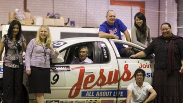 Spirited...Christians with the V8 racing ute.