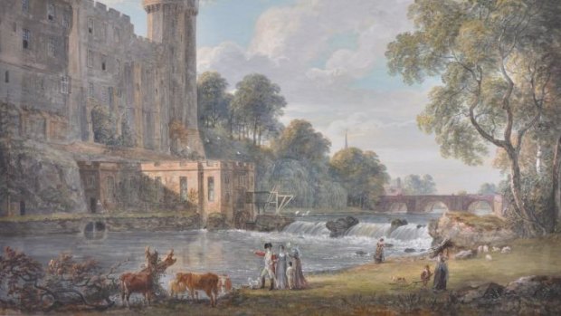 <i>Ceasars Tower and part of Warwick Castle</i>, 1801, by Paul Sandby, is part of a exhibition of the artist's work at Hamilton Gallery.
