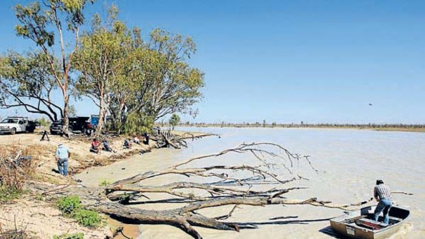 Bird's-eye view ... Menindee Lake in the soaked interior of NSW.